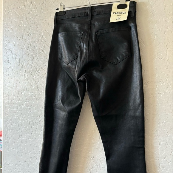 L’AGENCE Black Piper High Rise Skinny Jeans Noir Coated Size 26 - Picture 13 of 16